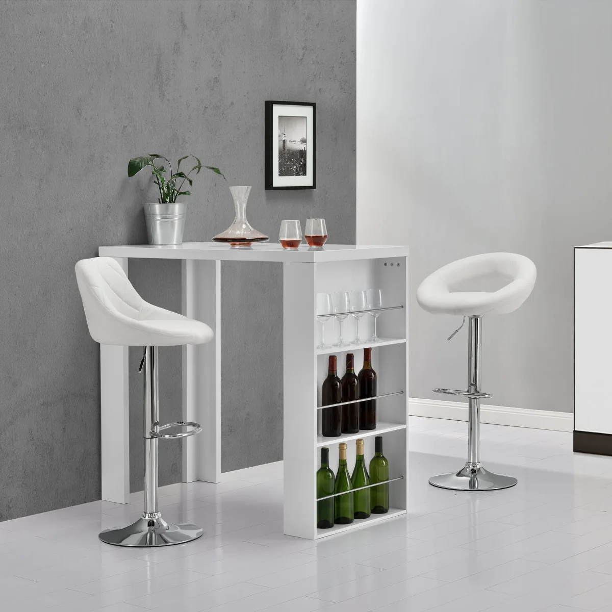 [en.casa]® Elegant barbord med hyllor - i olika färger - Bild 6