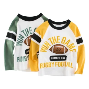 Barn Rugby långärmad T-shirts i bomull